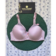 Evelyn Parlak Saten Çizgi Detaylı C Cup Balenli Desteksiz Önü Tül Detaylı Şık Sütyen