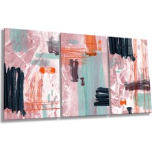 Renkli Boya Efektli Modern Kombin 3 Parça Set Cam Tablo, Ev ve Ofis Duvar Dekoru, Lüks Hediyelik