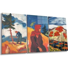 Zolo Palugyay Yağlı Boya Görünümlü 3 Parça Set Cam Tablo, Ev ve Ofis Duvar Dekoru, Lüks Hediyelik