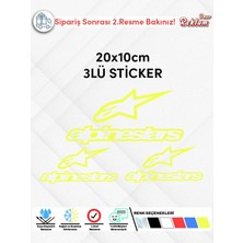 Alpinestars Logo 3'lü Sticker Seti – 20X10 cm Araç & Motosiklet Etiketi