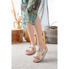 Mulex Kadın Çift Tokalı, Şık, Günlük Siyah Terlik