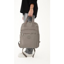 Sanmorris Unisex Suya Dayanıklı Orta Boy Krinkıl Çok Gözlü Vizon Laptop Okul Seyahat Sırt Çantası