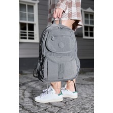 Sanmorris Unisex Suya Dayanıklı Krinkıl Kumaş  Çok Gözlü Koyu Mega Boy Laptop Okul ve Sırt Çantası