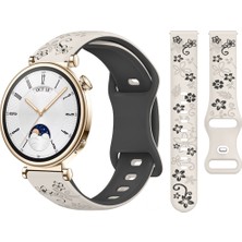 Huawei Watch Gt4 41MM Uyumlu Floraflex Çiçek Desenli Yumuşak Soft Silikon Kordon