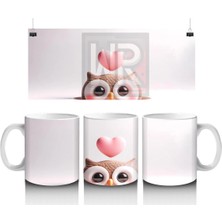 Kalpli Gözlerle Bakan Sevimli Baykuş – Baskılı Kahve Kupası