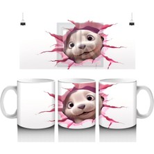 Kırık Duvar Efektli Sevimli Su Samuru Yavrusu - Baskılı Kahve Kupası