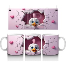 Kalpli Duvar Temalı Sevimli Civciv - Baskılı Kahve Kupası