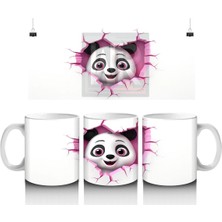 Kalpli Çatlakta Bakan Sevimli Panda – Baskılı Kahve Kupası