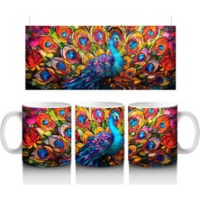 Renkli Tüyleriyle Gösterişli Tavus Kuşu – Baskılı Kahve Kupası