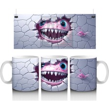 Mavi Çatlak Zemin Üzerinde Pörtlek Gözlü Köpekbalığı – Baskılı Kahve Kupası