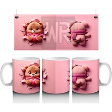 Sevimli Ayıcık ve Kalpli Oyuncak – Baskılı Kahve Kupası