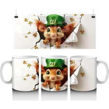 St. Patrick’s Temalı Sevimli Fare Karakteri - Baskılı Kahve Kupası