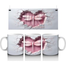 Pembe Çatlakta Simetrik Yusufçuk Deseni – Baskılı Kahve Kupası