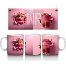 Pembe Arka Planda Oyuncak Ayıcıklar – Baskılı Kahve Kupası