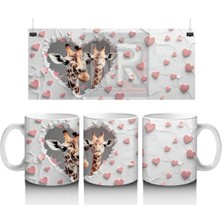 Kalpli Fon Üzerinde Zürafa – Baskılı Kahve Kupası