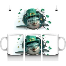 St. Patrick Şapkalı Neşeli Yunus – 3D Duvar Kırığı Temalı Kupa