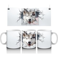 Duvarı Delen Beyaz Gözlü Kurt – Baskılı Kahve Kupası