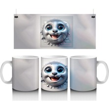 Çatlak Duvar Arasında Sevimli Yavru Kutup Tilkisi - Baskılı Kahve Kupası