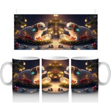 Yılbaşı Masasında Sevimli Köpekler – Baskılı Kahve Kupası