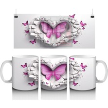 Kalpli Duvar Açıklığında Mor Kelebek – Baskılı Kahve Kupası