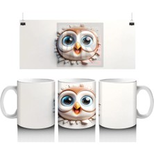 Tek Başına Bakan Sevimli Baykuş Illüstrasyonu – Baskılı Kahve Kupası