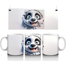 Çatlak Zeminden Bakan Sevimli Panda Karakteri - Baskılı Kahve Kupası