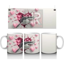 Sevimli Köpek Balığı Kalplerle Çevrili – Baskılı Kahve Kupası