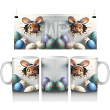 Yumurta Kabuklarından Bakan Sevimli Tavşanlar – Baskılı Kahve Kupası