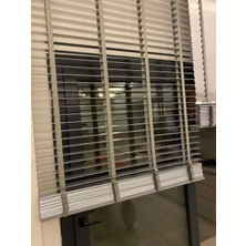 Nivemeshome Beyaz Ahşap Jaluzi 50 mm Redüktörlü+Kurdelalı Perde