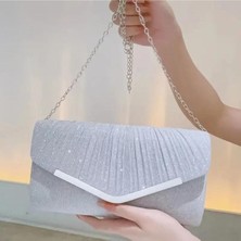 Kadınların Akşam Partisi Için Çıkarılabilir Omuz Askılı Parıldayan Pürüzsüz Kavisli Crossbody Çanta
