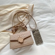 Kadınlar Için Minimalist Şehir Stili Çapraz, Taş Taneli Kare Tasarımıyla Düz Renk Katlanabilir Çanta