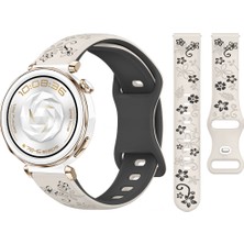 Huawei Watch Gt5 Pro 42MM Uyumlu Floraflex Çiçek Desenli Yumuşak Soft Silikon Kordon
