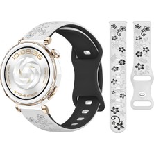 Huawei Watch Gt5 Pro 42MM Uyumlu Floraflex Çiçek Desenli Yumuşak Soft Silikon Kordon