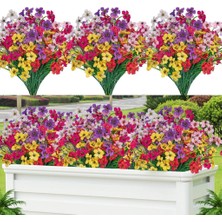 12LI Set Yapay Çiçek Sazlı Mine Karışık Renk 5 Dallı 33CM