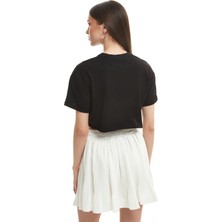 Fiora Siyah Crop Basic Tshirt
