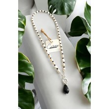 Hakiki Kültür Incisi & Oniks Doğaltaşlı Kadın Kolye 925 Ayar Gümüş 50 cm