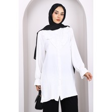Ekru Önü Fırfırlı Ayrobin Tunik