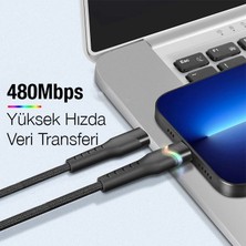 Ally LED Işıklı 65W Type-C To Type-C Hızlı Şarj Kablosu 1M-(1903) - MONAS4795-2608