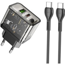 Hoco N34 PD20W Usb+Type-C + Type-C Kablo Hızlı Şarj Adaptör SETI-(1903) - MONAS1581-6173