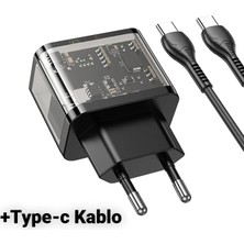 Hoco N34 PD20W Usb+Type-C + Type-C Kablo Hızlı Şarj Adaptör SETI-(1903) - MONAS1581-6173