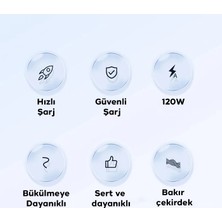 Ally 180° Dönebilen USB To Type-C 120W Hızlı Şarj Kablosu 1 METRE-(1903) - MONAS5487-6242