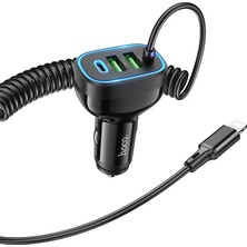 Hoco NZ11A 30W 2 Usb+ Type-C Girişli iPhone Kablolu Araç Çakmaklık Şarj Aleti-( - MONAS7523-58