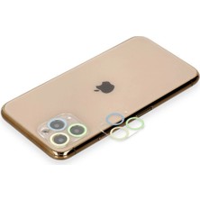 iPhone 11 Pro Max Renkli Kamera Lens Koruma Cam - Yeşil-Sarı - MONAS8539-2316