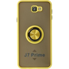 Samsung Galaxy J7 Prime Kılıf Montreal Yüzüklü Silikon Kapak - Sarı - MONAS1654-9585