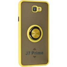 Samsung Galaxy J7 Prime Kılıf Montreal Yüzüklü Silikon Kapak - Sarı - MONAS1654-9585