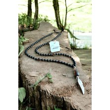 6 mm Hakiki Oniks & 8 mm Dumanlı Kuvars (Smoky Quartz) Doğaltaş Uzun Erkek Kolyesi 70-80 cm