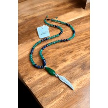 6 mm Lapis - Yeşil Akik & Ceyt (Jade) Doğaltaş Uzun Erkek Kolyesi 70-80 cm