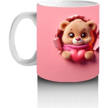 Kalpli Ayıcık Figürü (Yandan ve Arkadan Detaylı) - Baskılı Kahve Kupası