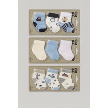 Pamuklu 0-6 Ay Yenidoğan Bebek 9'lu Bebek Çorabı