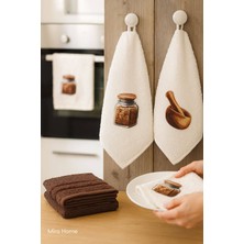 Mira Home 3 Lü Kahve Baskılı  Pamuklu Mutfak Havlusu 30 x 50 cm